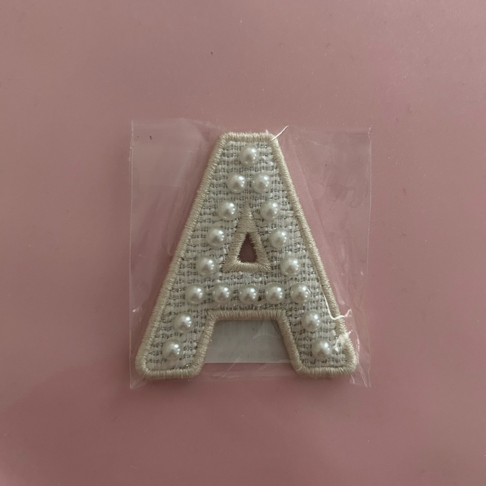 Stoney Clover Lane White Pearl Embellished Letter A Patch